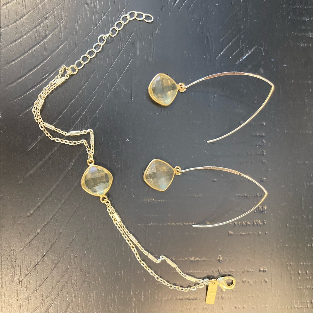 Lemon gemstone 14k gold filled earrings & bracelet